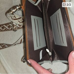 Brown and Tan Wallet with Strap